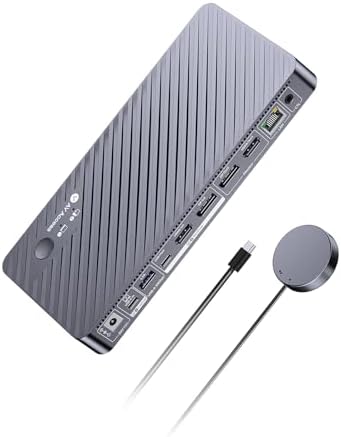 AV Access 8K KVM Switch 2 Monitors 2 Computers for Laptop & Desktop, 100W USB-C Charge for Laptop, Ethernet, Docking Station Dual Monitor 8K@60Hz/4K@165Hz, 4xUSB 3.2, Audio, SD, Wired Remote Control