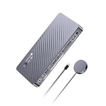 AV Access 8K KVM Switch 2 Monitors 2 Computers for Laptop & Gaming PC/Mac mini, 100W PD, GbE, 4xUSB 3.2 10Gbps USB C Hub, KVM Docking Station Dual Monitor 8K@60Hz/4K@165Hz, Audio, SD, Remote Switch