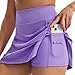 Tennis Golf Skirt Workout Athletic Skirts for Women Bodycon Pencil Mini Skort High Waisted with Pockets Shorts Underneath Slit Dress Cute Fashion Trendy Clothes Casual Summer Outfits Purple L