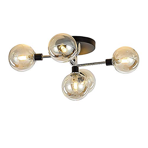 Plafonnier lustre globe en verre finitions dorées luxueuses style Spoutnik contemporain
