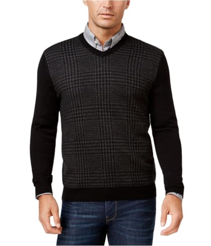 Club Room Mens Merino Wool Knit Sweater, Black, Large