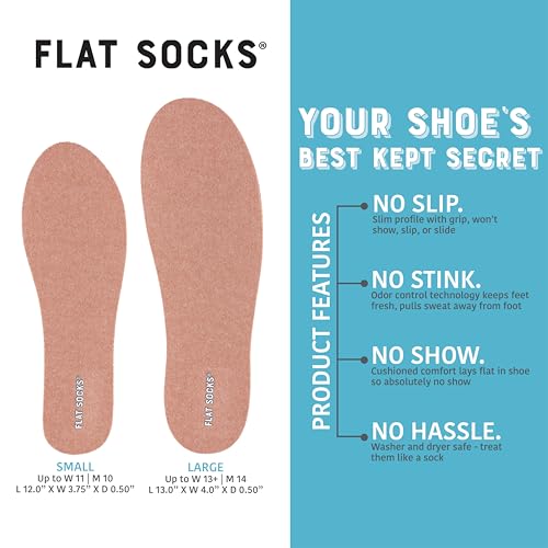 Image of FLAT SOCKS No Show Socks, Sockless Shoe Liner, No Slipping, No Stinking, Washable Barefoot Shoe Insert