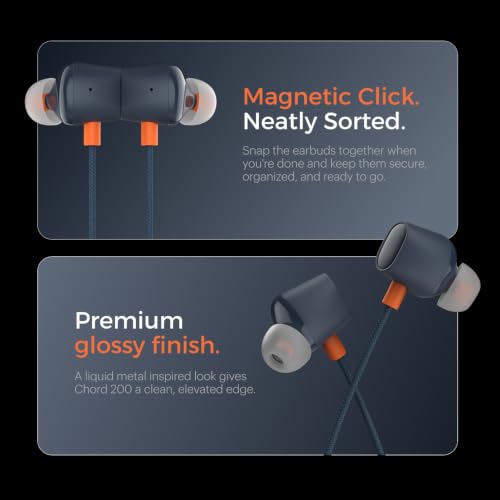 Image of Noise Chord 200 Type-C Wired Earphones | 13mm Driver | in-Line Mic with Voice Assistant | Magnetic Snap-Fit Earbuds | Tangle-Free Cable | Multifunctional Controls - Midnight Blue