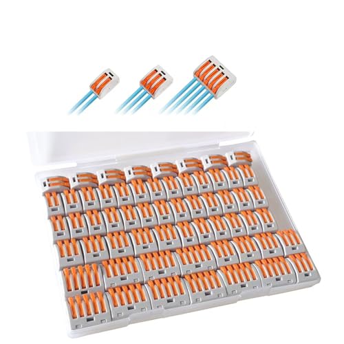 Lever Wire Connectors,HTCELLE 60-Piece Electrical Connectors Splice Kit Assortmentor Quick