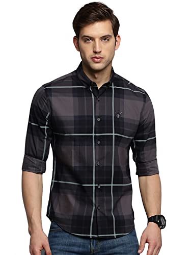 Image of SHOWOFFFF Men Check Print Casual Shirt | Spread Collar Full Sleeves Cotton Shirt for Mens | Slim Fit Regular Length Shirt for Men's