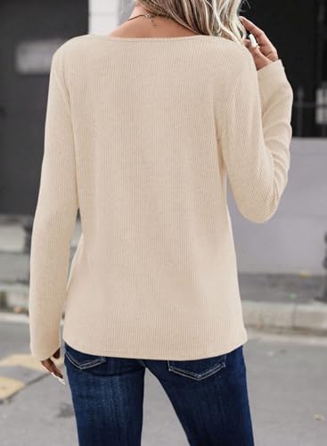 Image of LOLONG Womens Long Sleeve V Neck T Shirts Casual Basic Work Tops Trendy