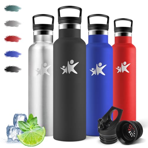 Motswedi Botella Termica 750ml, 12H Caliente/24 Frío, Botella Agua Acero Inoxidable, Doble Aislamiento, Cantimplora Termica, sin BPA, Cantimplora, a Prueba de Fugas, para Oficina, Gimnasio, Negro