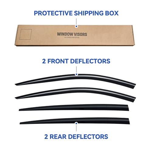 Image of Window Visors Rain Guards for 2017-2023 Kia Stinger, Out-Channel Window Vent Wind Deflectors Visors Shades for 17 18 19 20 21 22 23 Kia Stinger