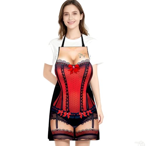 Lustige Küchenschürze,Sexy Schürze,3d Witz Kochschürze,Kochschürze Lustig Damen,Mann Frau Grillschürze,Urkomisches Streiche Geschenk,Neuheit Erwachsene für Geburtstagsfeier,Oktoberfest,Weihnachten