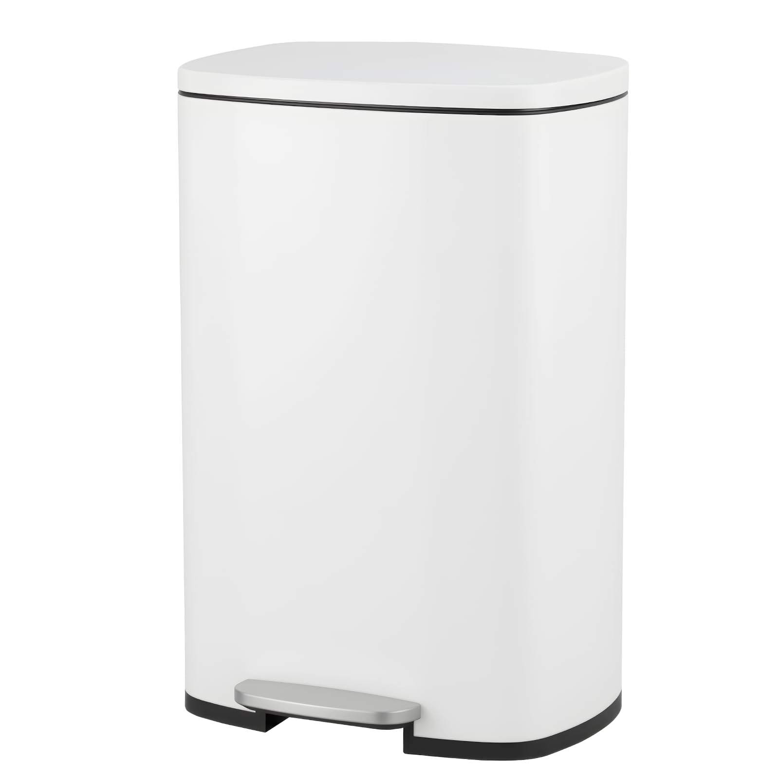 Panana 50L Large Trash Can Kitchen Waste Rubbish Garbage, Pedal Step Garbage Can & Recycle Bin with Removable Inner Buckets (White, 50L)
