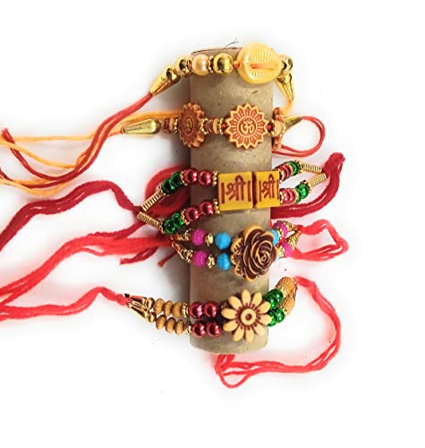Image of VASH GIRLYZ ATTIRE Fancy Rakhis hand band Rakshabandhan designer rakhi for brother with Roli tilak Pack. (9)