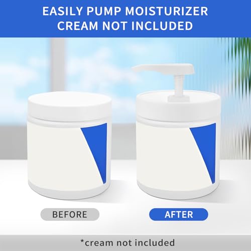 Pump Lid for CeraVe Moisturizing Cream 19oz (2Pcs) Universal Pump for 3.3inch Diameter Mouth, Cream Pump Dispenser Fits for CeraVe 16oz Jars When Cut Tube Short2