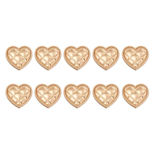 generic 10 Pcs Heart-Shaped Golden Metal Decorative Buttons, Vintage Buttons for Wedding Dress Clothing Accesories Sewing Buttons(25mm-Fog Gold), AM15SD095INUS*10