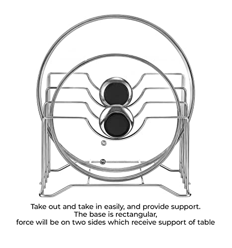 Lenith Cutting Board Rack Chopping Board Organizer Stand Holder Kitchen Countertop Pots Pan Lids Rack Organizer (Medium_Silver Color) #TOP3
