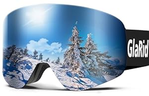 GlaRid Skibrille, Snowboard Brille für Brillenträger，OTG UV-Schutz, Anti Fog Schneebrille Herren Ski Goggles für Skifahren, Schwarz