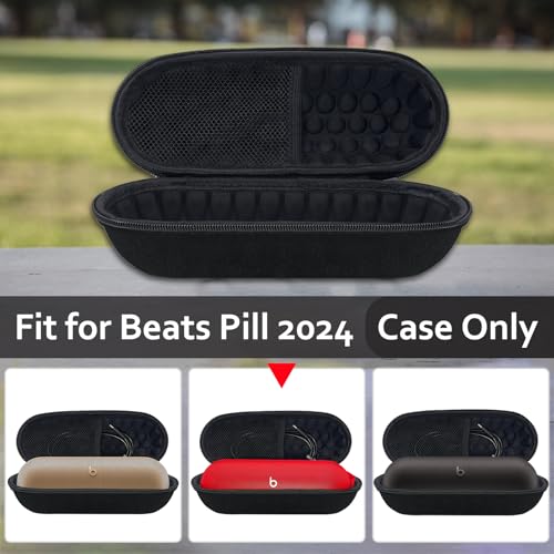Image of ICIMBI Hard Carrying Case for Beats Pill 2024 Bluetooth Speaker,Shockproof Protective Travel Case with Foam Padding and Mesh Pocket for New Beats Pill Accessories,Black (Pack of 3)