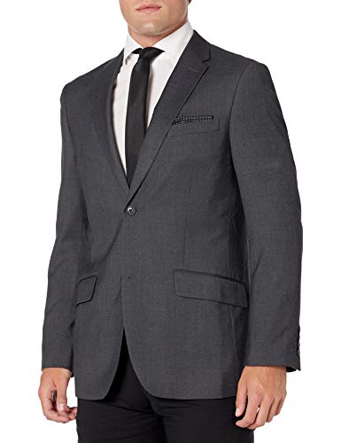 Perry Ellis Men's Solid Stretch Suit Jacket, Charcoal Heather, Large/42 Regular