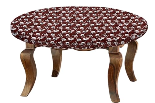 Image of The Furnishing Tree Round Elastic Fitted Center Tpoy Table Cover WxL 20x20 Inches Floral Pattern Magenta