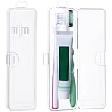 Gamdee Estuche de viaje para cepillo de dientes, 2 unidades, transparente, tamaño de viaje, soporte de plástico para pasta de dientes, contenedor portátil para viajes, 7.87 x 2.36 x 1.28 pulgadas