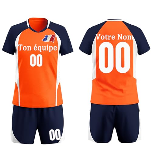 OXOQAQ - Maillot Volleyball Personnalisé avec Nom et Nnuméro d'équipe pour Filles et Femmes Personnalisée Maillots de Joueur de Volleyball Homme Femme