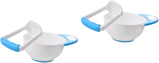 Toyvian 2 Pçs 1 Tigela De Moagem De Bebê Conjunto De Tigela De Espremedor De Comida Para Bebê Tigela De Moinho De Alimentos Manual Azul Conjunto De Tigela De Bebê Tigela De Moagem Tigela