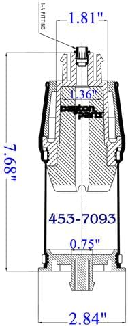 Dayton Parts 453-7093L Air Spring, Sleeve, Composite Piston, 7.68" Static Height, 2.84" Top Plate Diameter, 2.3" Piston Diameter, 1 Fitting Top Plate, 1 Fitting Piston