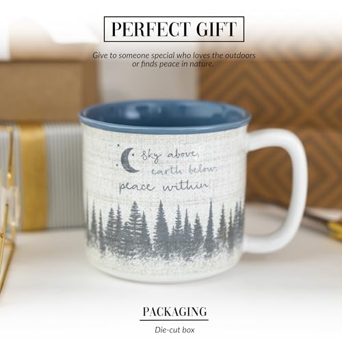 Taza de cerámica 17 oz Lodge con diseño bosque y luna miniatura 3