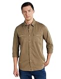 Symbol Premium Men&amp;#39;s Casual Washed Cotton Twill Shirt (Regular Fit) (Khaki_2XL) Amazon Deal