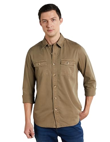 Image of Symbol Premium Men Long Sleeve Casual Washed Cotton Twill Shirt (Regular Fit)