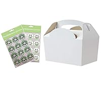MustBeBonkers Plain Coloured Meal Box for Children/Kids - Perfect for Picnics, BBQs, and Birthday Parties - Biodegradable - With Seal Stickers (White, 30 Packs)