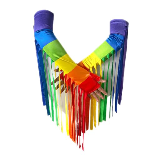 Guantes con flecos multicolor largos para destacar en fiestas sin perder comodidad 6