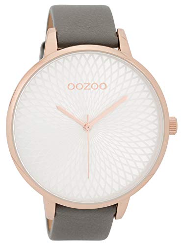 Oozoo Damenuhr mit Lederband 48 MM Rose/Silberfarben/Dunkelgrau C9726