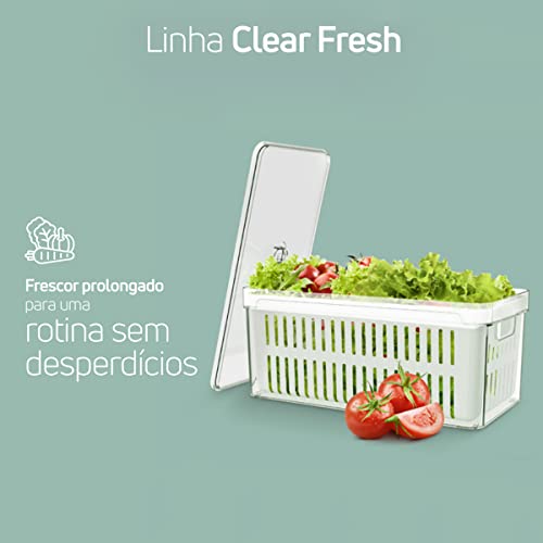 OU OF350NT Organizador de Geladeira com Escorredor Interno, 5 L - Caixa Plástica para Legumes, Salad
