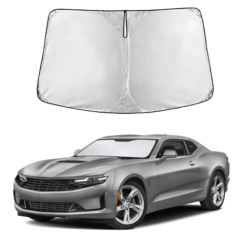 Image of EcoNour Custom Windshield Sun Shade for Chevrolet Camaro 2016-2024 | Sports Coupe Front Window Heat & UV Shield | Foldable Multi-Layer Sun Cover