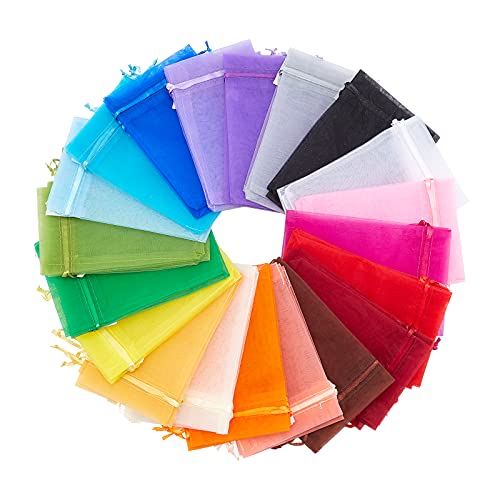 PH PandaHall 200pcs 4x6 Inch Organza Bags 20 Color Wedding Favor Bag Sheer Gift Bags with Drawstring Jewelry Bag Chiffon Candy Pouches for Mother's Day Birthday Wedding Party Festival Favor Gift