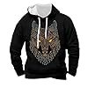 Men's Viking Hoodie with Celtic Wolf Head Motif - Hoodie with Luminous Eyes and Knot Pattern | Mystical Sweatshirt for Nordmann Fans, style_m01 black, XXL #2