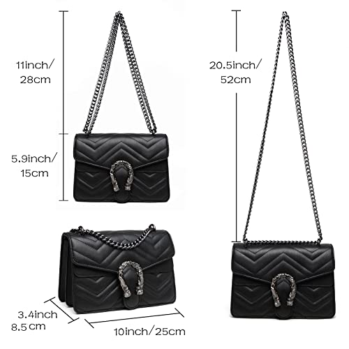 MYHOZEE Crossbody Bags for Women - Snake Printed Clutch Purses Leather Chain Shoulder Bags Evening Handbags3