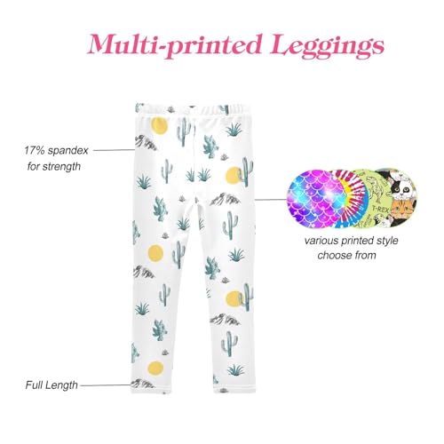 CaTaKu Girls Leggings Desert Cactus Western Leggings for Girls Kids Athletic Workout Yoga Pants Size 4-10T4