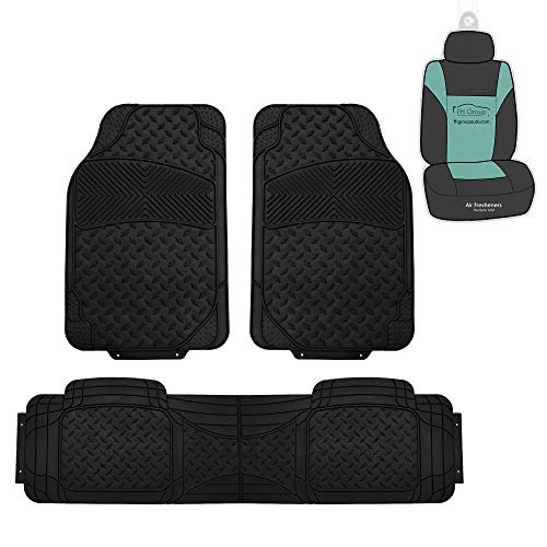 FH Group Car Floor Mats -Climaproof Trimmable Automotive Floor Mats, Full Black Set Heavy-Duty Rubber Floor Mats for Cars, Universal Fit Full SetFloor Mats for Most Sedan, SUV, Truck Floor Mats