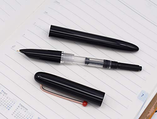 Image of KaCo RETRO Fountain Pen Hooded EF Nib Pen with Box, 2 pcs Ink Cartridges and 1 pc converter - Black Ink (Black)