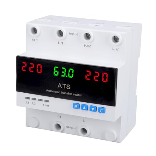 Xiuganpo Interruttore di Trasferimento Manuale Automatico 63A, Display a LED Interruttore di Commutazione Generatore 50-60Hz, Selettore Elettrico di Alimentazione Automatica
