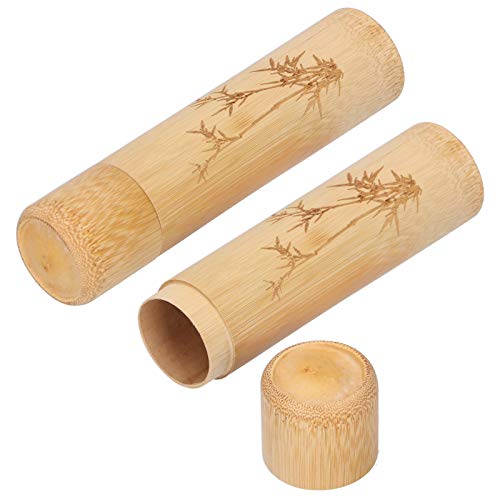 Fdit Tea Canister Bamboo Tea Tube Bamboo Tube Tea Canisters Environmentally 2PCS Spices Various Nuts for Home Coffee Beans Office(Bamboo Pattern)