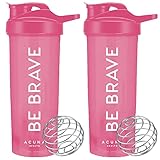 ACUNA Protein-Shaker-Flaschen für Damen, Pink, 700 ml, mit Mischkugel perfekte Smoothies und Shakes, luftdichter, auslaufsicherer Schraubdeckel Klappdeckel, BPA-frei, langlebig langlebig, Rose