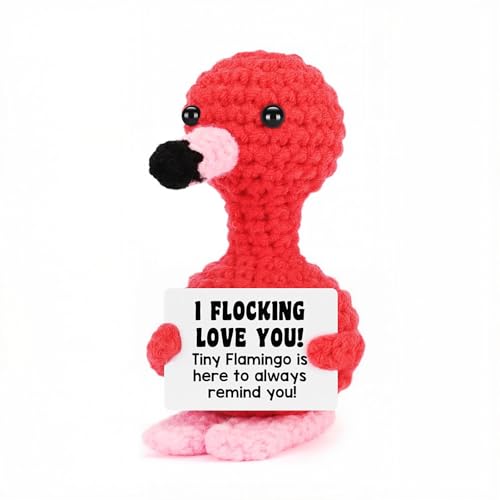 Xanthelle Positive Flamingo, Giocattolo di Peluche Lavorato a Maglia Come Decorazione Flamingo e Portafortuna, Regalo Antistress Divertente per L'Ufficio