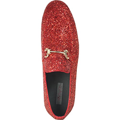 Image of bravo! Men Dress Shoe Prom Slip-on Loafer Lace-up Oxford Cap Toe Metallic Glitter for Wedding Prom Black Blue Green Gold Pink Pewter Purple Silver Red
