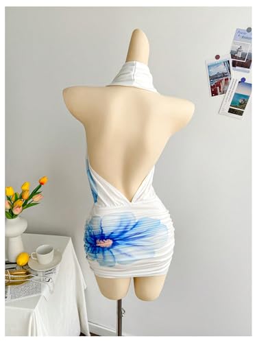 Image of SweatyRocks Women's Club Halter Cowl Neck Dress Draped Going Out Open Back Cocktail Mini Dresses Party Clubwear
