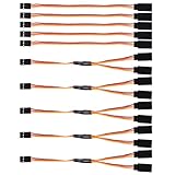 DIANN 10pcs 3-Pin JR Servo Extension Cable 1 JR Male to 2 Female JR Y Harness Servo Cable for RC Car