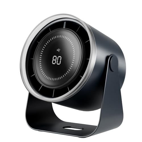 LangPlus+ Desk Fan - Rechargeable, 100 Speeds, Quiet USB Table Fan with Digital Display, 115° Tilt, Portable for Office, Bedroom, Kitchen, Home, Outdoor, Travel & Camping, Bluish Black