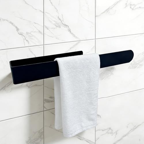 Toalleros de Baño Sin Taladro 35cm Toallero Adhesivo Baño Cuelga Toallas Baño Adhesivo Colgador Toalla Baño Acero Inoxidable 304 Diseño Moderno Cinta 3M Negro Mate