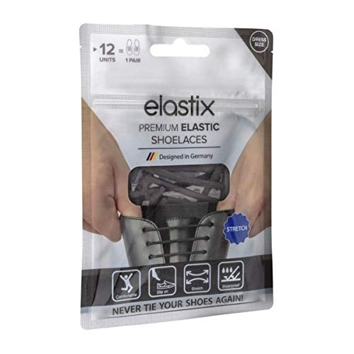 Elastix Dress Lacci elastici in silicone per scarpe da lavoro e scarpe da tuta – Lacci in gomma senza legatura – autoreggenti, senza fiocchi, lacci in gomma per adulti marrone scuro. Taglia unica